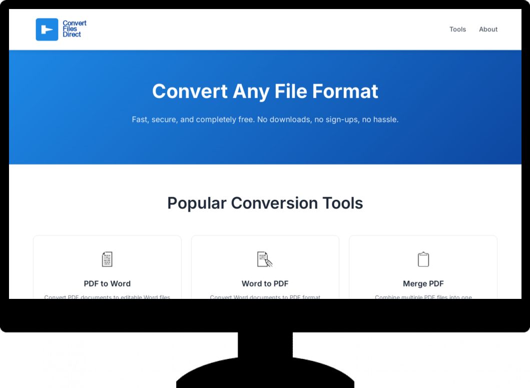 ConvertFilesDirectWebsiteScreenshot