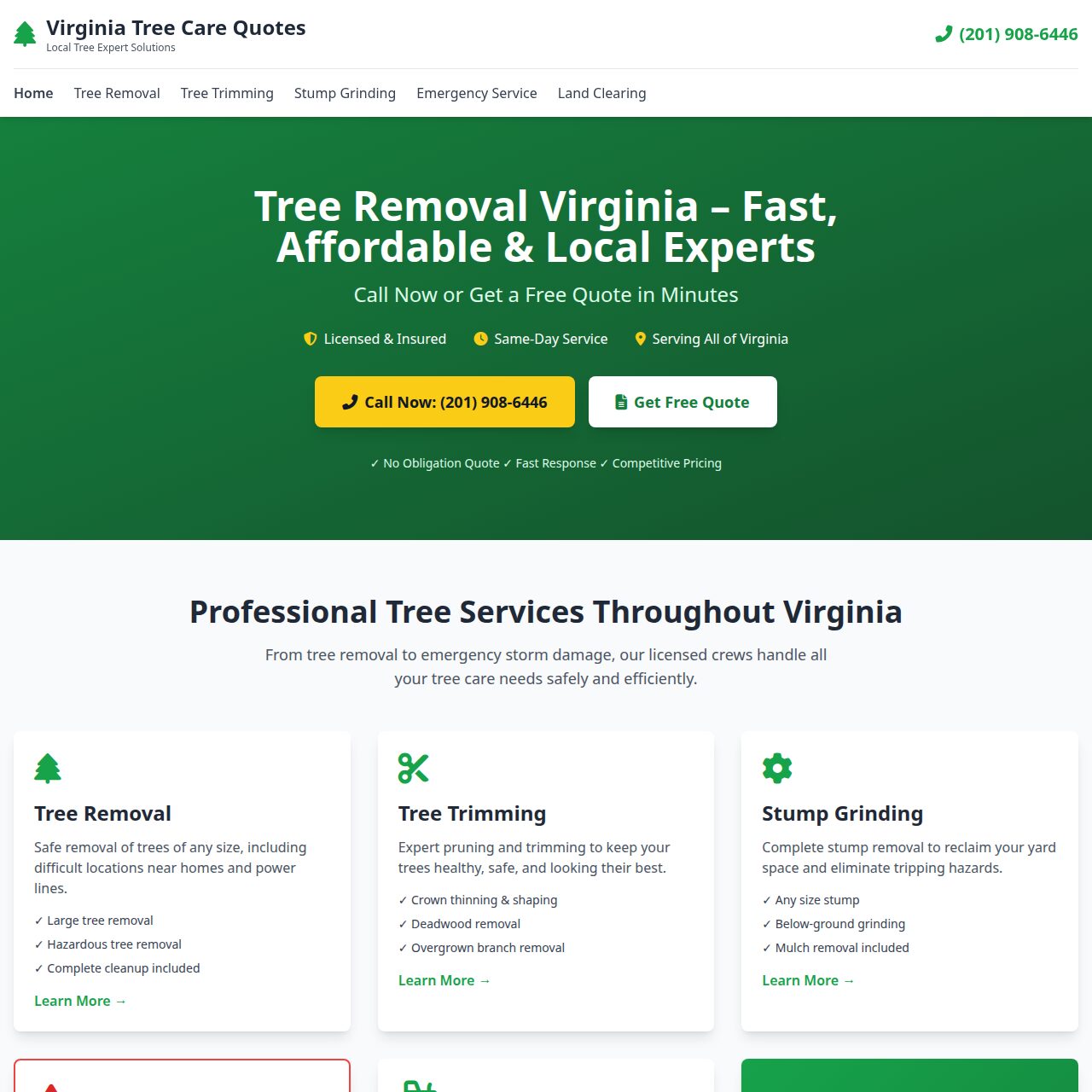 Our Portfolio 65 Virginia Tree Care Quotes Website Screenshot