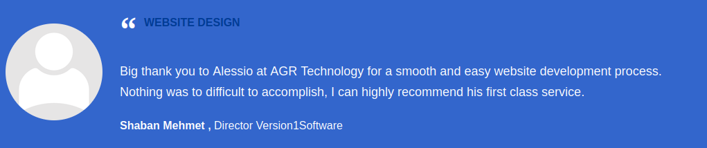 Website design service review from Shaban Mehmet of Version 1 Software